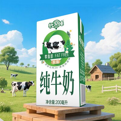 牧贝纯0脂纯牛奶早餐纯牛奶