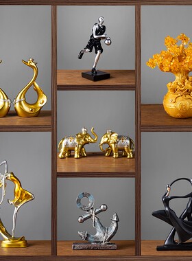 北欧轻奢风金色办公室工艺品摆件创意客厅酒柜电视柜玄关软装饰品