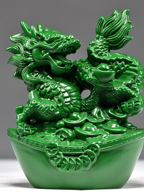 绿色木雕十二生肖摆件一套实木质鼠牛虎兔龙蛇马羊猴鸡狗猪工艺品
