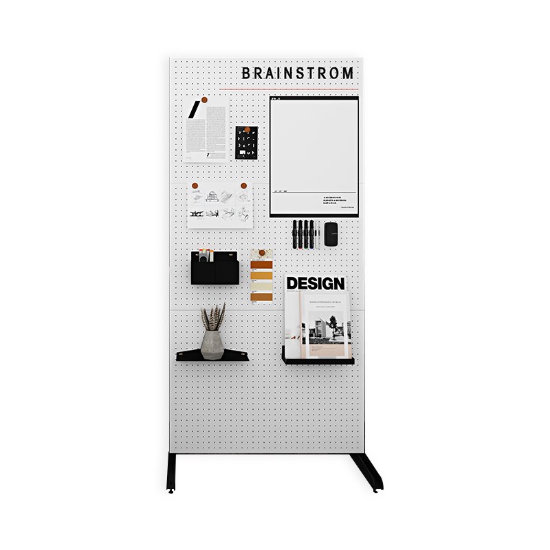 Iron hole board bookshelf vertical floor display rack hole E board floor standing wall rack screen partition rack