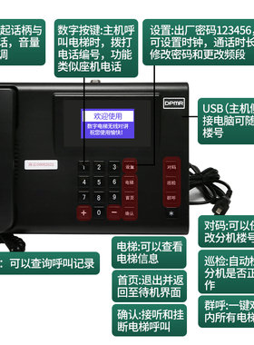 电梯无线对讲系统/五方三方对讲电话机数字主机UPS电源天线通话器