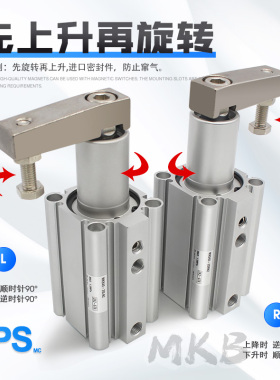 回转夹紧气缸MKB12/16/20/25/32/40/50/63-10/20/30/50LZ/RZ旋转