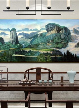 武夷之春流水生财企业办公室墙壁画会客厅书房装饰画版有框画挂画
