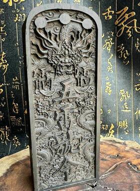 大号精雕令牌黑檀木黑料令牌双面浮雕令牌吊坠龙剑五令牌雷号令道