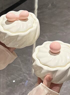 甄选烟灰缸级感轻奢创意可爱小众端带盖家用个性奶油风陶瓷送礼