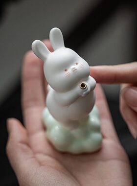 甄选【瑞兔呈祥】陶瓷线香香插可爱兔子小香炉香座家用室内茶道香