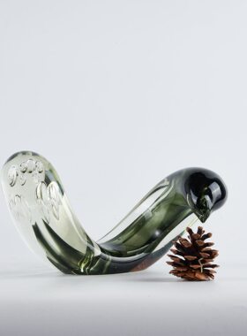 甄选现简约绿色玻璃端创意客厅茶几家用样板房轻奢摆件饰品