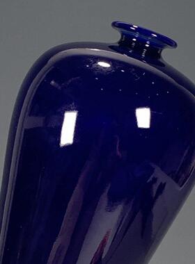 欧洲明代霁蓝釉梅瓶全品古玩瓷器老货旧货收藏老物件赏瓶