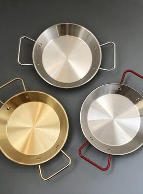 出口单！一盘多用！必入！不锈钢+双手柄！家用野餐盘子！礼品
