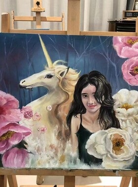 油画定制照片 纯手绘人像真人肖像宠物自画像装饰画风景代画 人物
