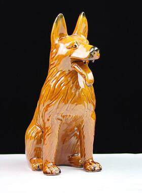 手工陶瓷狼狗摆件生肖狗家居客厅守门唐三彩装饰现代工艺礼品摆设