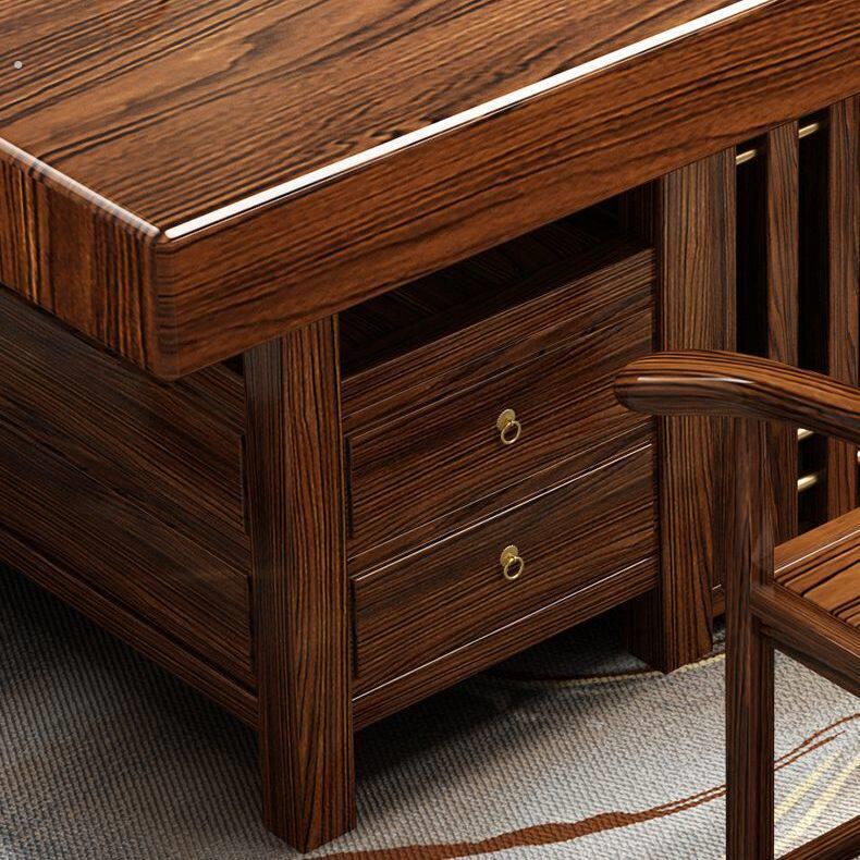 Solid wood large board tea table and chair combination new Chinese-style wood tea table office and home use one table and five chairs set of tea tables