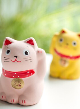日式创意迷你招财猫陶瓷摆件家居装饰招福猫工艺品生日礼物送同学