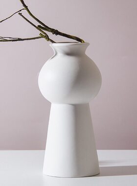 甄选乐梦 简约北欧陶瓷花器几何明珠花酒店客厅装饰品电视柜摆件