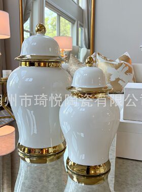 甄选跨境陶瓷大理石纹档花摆件客厅电视柜餐桌仿真假花干花插花