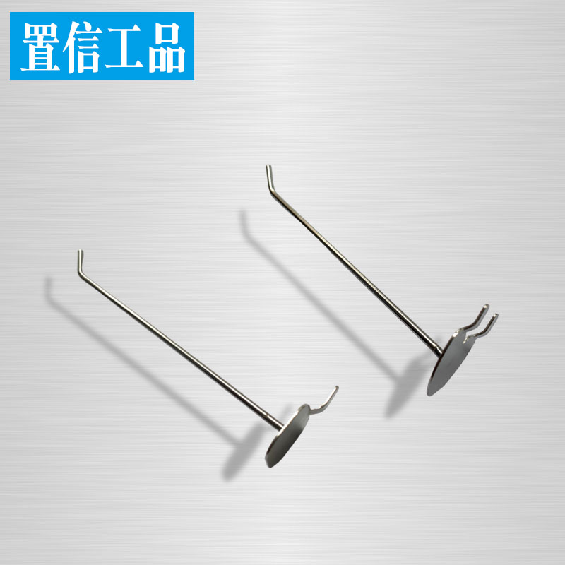 Stainless steel hole board accessories punch-free round hole hook porous plate pendant accessories supermarket display shelf straight hook
