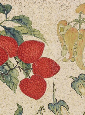 清代顾洛蔬果图国画仿古工笔写意书画长卷高清复制彩色底稿装饰画