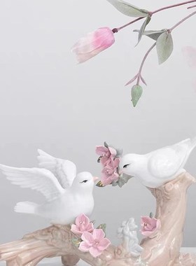 陶瓷品鸟摆件家居客厅酒柜软装饰小欧式创意房摆酒柜玄关间设