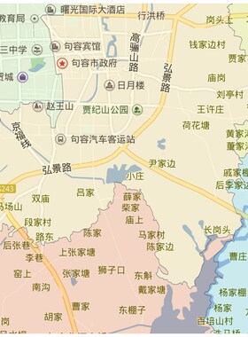 句容市地图1.15m镇江市折叠家用高清办公室书房新款装饰画墙贴