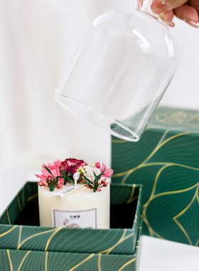 甄选木树屋金钟罩玻璃杯香薰蜡烛制品森系手工植物蜡套装生日伴手