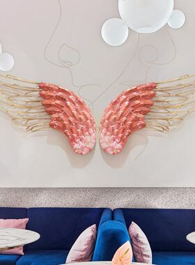 甄选简约工业风网红翅膀背景墙面装饰挂件酒吧直播间铁艺壁饰布景