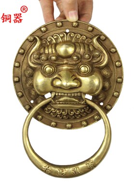 宇卓铜器仿古门兽头  纯铜门环工艺品摆件黄铜门环铜兽头拉手