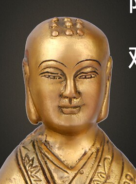 善缘堂 黄铜阿难迦叶尊者像铜像阿南黄铜家用客厅工艺品摆件站像