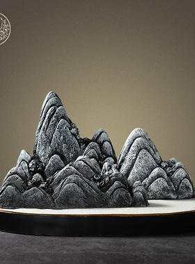 客厅假山石摆件家居装饰景办公式酒柜子玄关小盆品新中室山水摆设