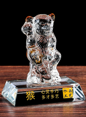 水晶制璃摆件十二生肖水晶艺工品教师节礼品定玻车内饰品摆件客厅
