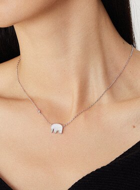 红玛瑙S925银小象项链送女友礼物