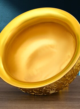 纯工铜聚宝盆招聚摆件家居饰炉黄艺品装香品存钱罐店铺公司开业礼