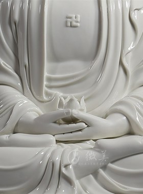 12至24寸三宝佛祖如来阿弥陀佛释迦牟尼家用供奉陶瓷粉色佛像摆件