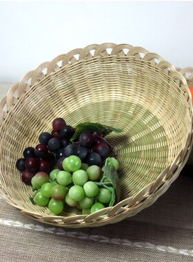 纯手工竹编竹制品 工艺品收纳筐 竹篮水果蓝 果盘馒头筐 点心碟