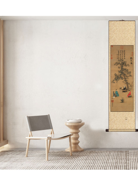 听琴图卷轴挂画客厅民宿玄关壁画赵佶高清微喷复制办公室书房装饰