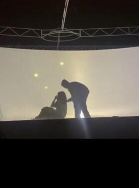 影子舞白布皮影戏舞台投影人影手影手电筒秀表演幕布摄影背景灯光