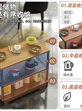 麻将桌茶几茶水架棋牌室专用边几可移动麻将机茶楼置物架沙发角几
