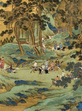 明 仇英 明皇幸蜀图卷轴山水画名画微喷复制客厅书房玄关卷轴挂画