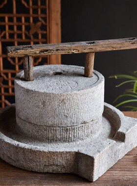 精品传统小石磨家用磨盘民间老石磨青石手工天然磨手推旧复古石磨