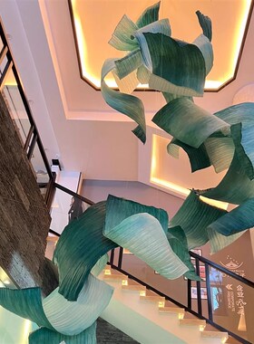 高级感渐变纸艺术装置挂件酒店大堂空中吊饰立体纸雕海浪造型美陈