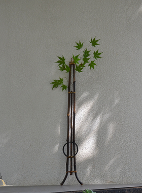日式花器花插  壁挂式竹筒花架 花道茶室墙面挂饰 竹编竹制花入筒