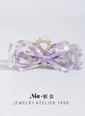 Nia妮奈蝴蝶结花朵抓夹女发量少专用高级感发夹后脑勺中号鲨鱼夹