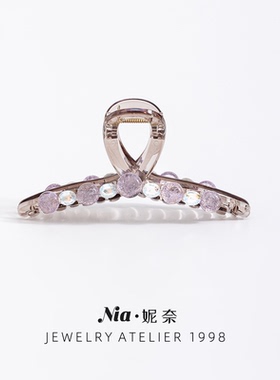 Nia妮奈 水钻珍珠抓夹女高级感2026新款发夹大号发量大盘发鲨鱼夹