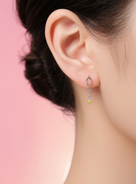 MOAISA莫桑钻S925银黄钻流苏耳钉