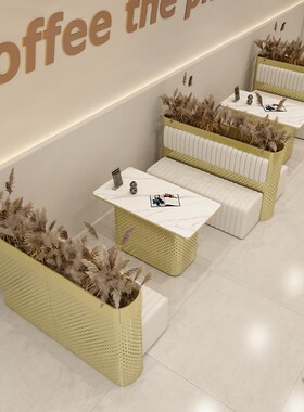 咖啡厅餐吧酒店休息区洽谈商用茶餐厅卡座沙发桌椅组合奶茶店新款