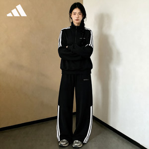 adidas阿迪达斯休闲运动服套装百搭三道杠女新款卫衣阔腿裤两件套