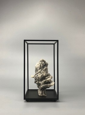 现代新中间玄意铁艺石头摆件样板房式软装工艺品家居创关酒柜摆设