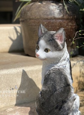 外园摆件卡通动物可爱小猫户花园林景观雕塑别墅庭院幼儿园装饰品