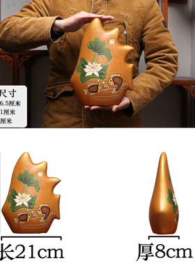 新对式婚庆新房博古架工艺装玄关酒柜家居复古中鱼摆件一对品饰品