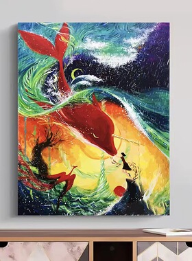 数字油画diy儿童简单填色风景花卉手工丙烯手绘填充装饰油彩挂画