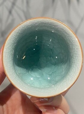 惊蛰 秘色汝窑冰花可爱小杯茶杯 开片主人杯品茗杯功夫茶具喝茶器
